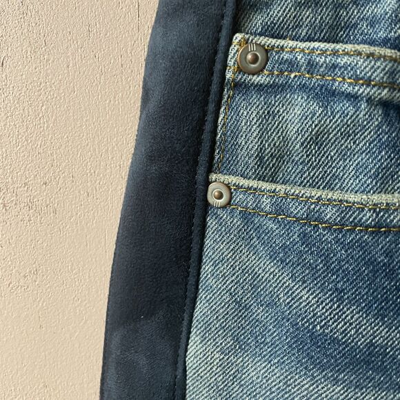 Urban Outfitters BDG Men's Faux Suede Side Slim Medium Wash Blue Jeans Sz 34 NWT - Picture 3 of 14